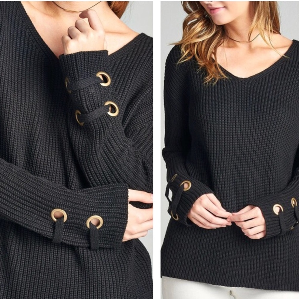 🌟new stock🌟 lace up sleeve knit sweater